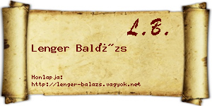 Lenger Balázs névjegykártya